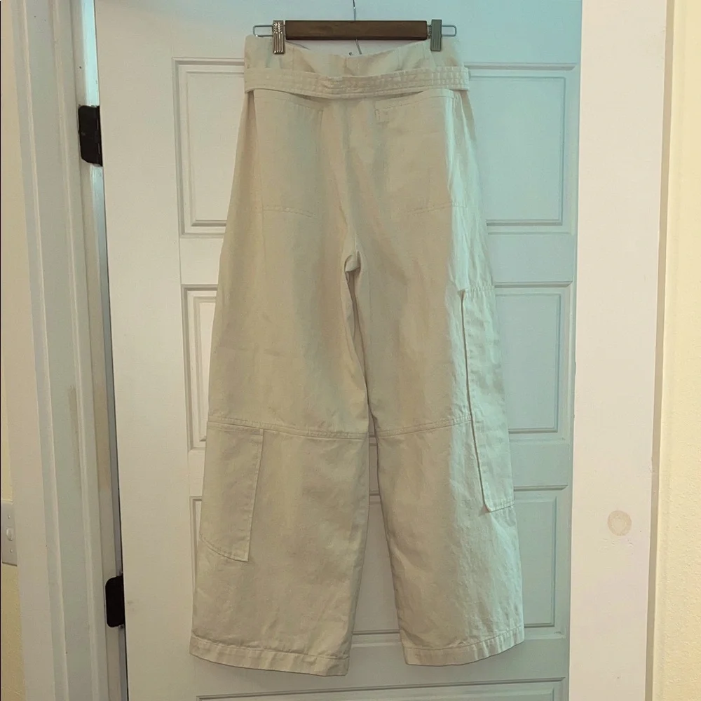 ZARA High-Waisted Wide-Leg belted pants with asymmetric pockets on legs NWOT - Picture 5 of 13
